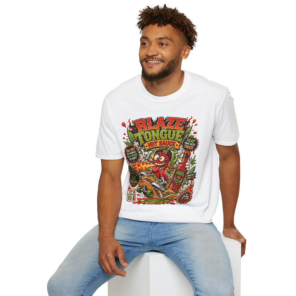 Thumbnail: Blaze Tongue Hot Sauce Funny Cannabis Spicy Food Parody Graphic T-Shirt