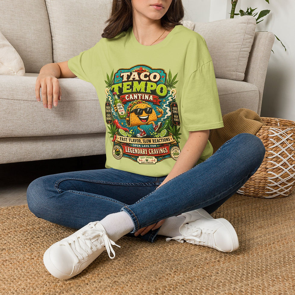 Thumbnail: Taco Tempo Cantina Funny Weed Taco Food Parody Graphic T-Shirt