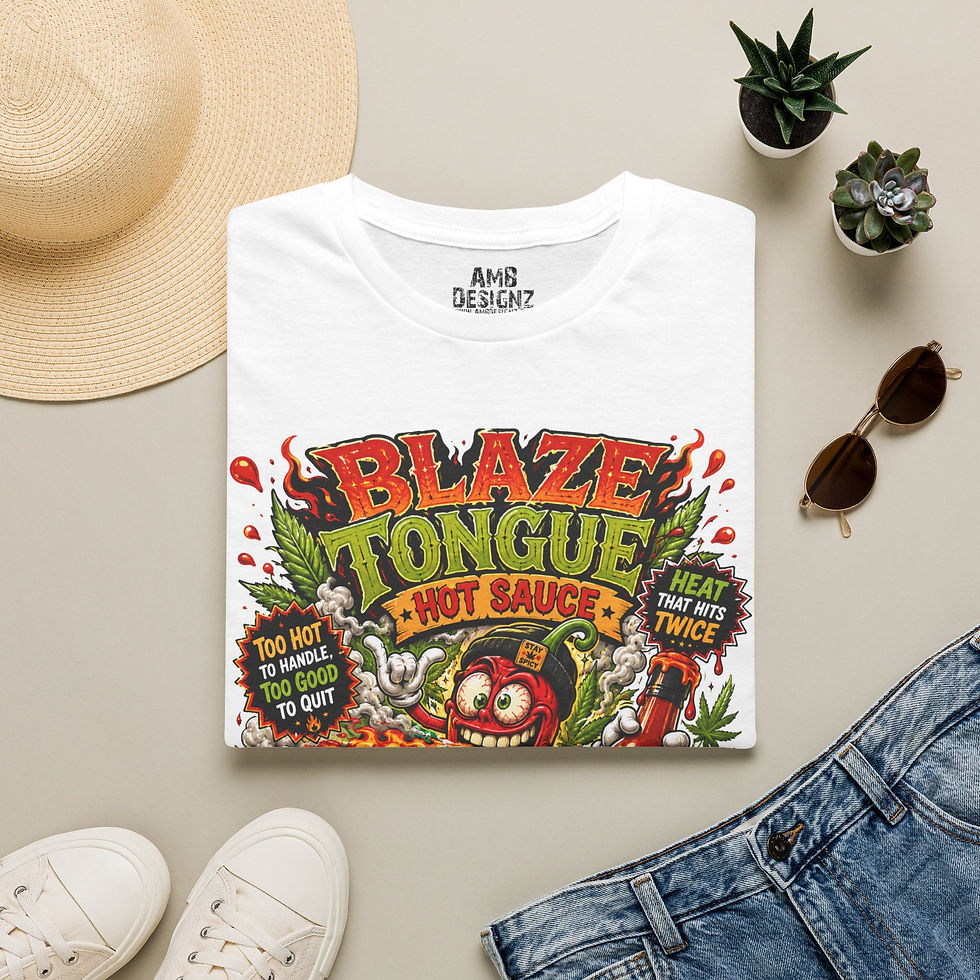 Thumbnail: Blaze Tongue Hot Sauce Funny Cannabis Spicy Food Parody Graphic T-Shirt