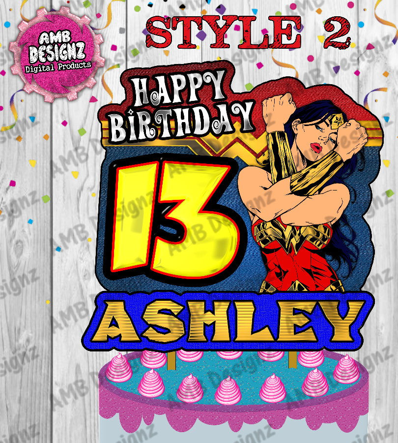 Thumbnail: Wonder Women Cake Topper Centerpiece -  Wonder Women Party Supplies