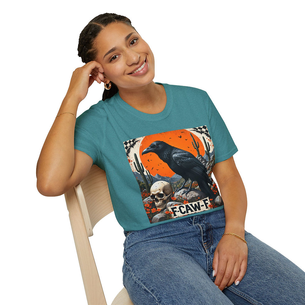 Thumbnail: Raven Skull Graphic T-Shirt — F-CAW-F Vintage Gothic Tee