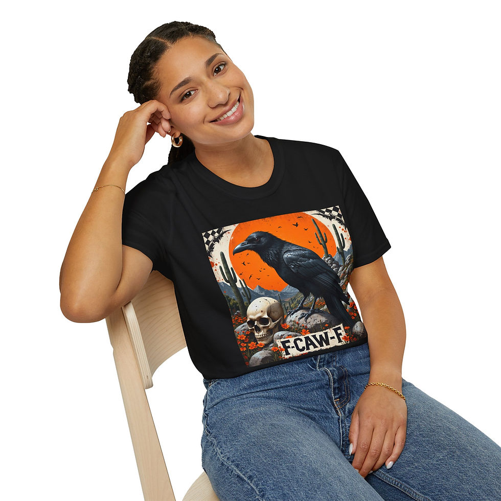 Thumbnail: Raven Skull Graphic T-Shirt — F-CAW-F Vintage Gothic Tee