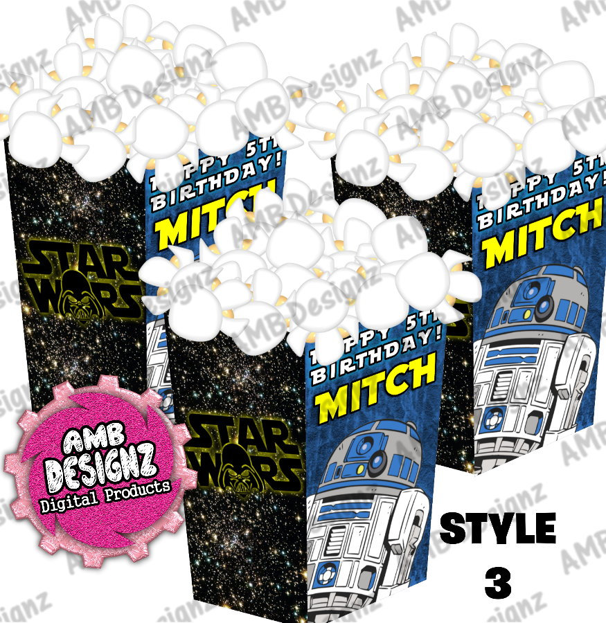 Star Wars Popcorn Box Favor - Star Wars Party Supplies