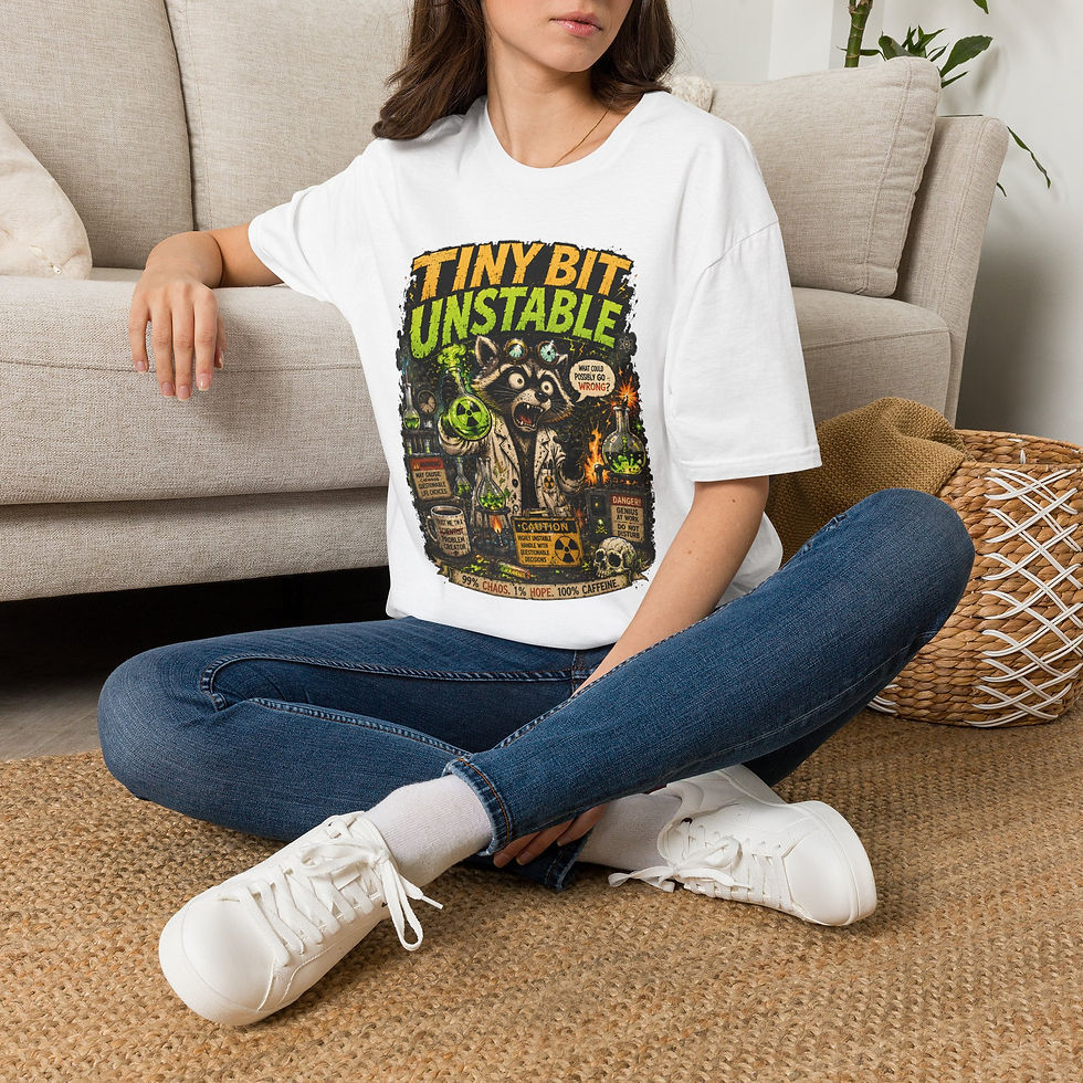 Thumbnail: Funny Scientist Raccoon, Tiny Bit Unstable, Chaos Humor, Nerd Gift Men Women Tee