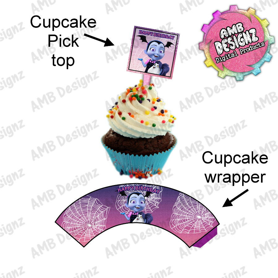 Vampirina Cupcake Topper and Cupcake Wrap