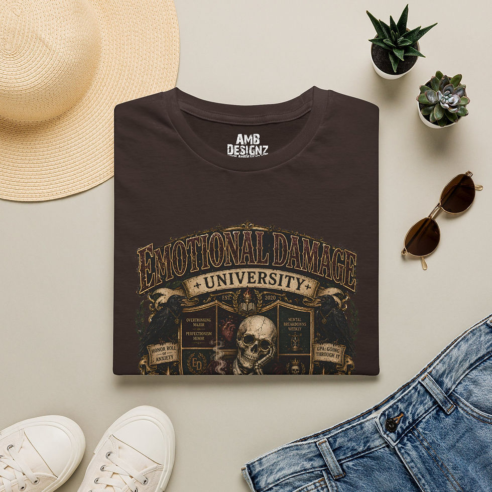 Thumbnail: Emotional Damage Funny College, Dark Humor, Overthinking Student, Men Women Tee