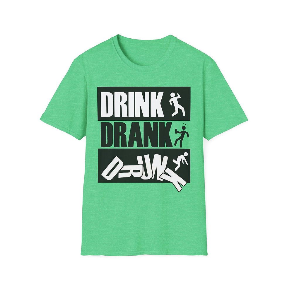 Thumbnail: Drink Drank Drunk Softstyle T-Shirt, Funny Party Tee, Casual Wear, Bar Outfit