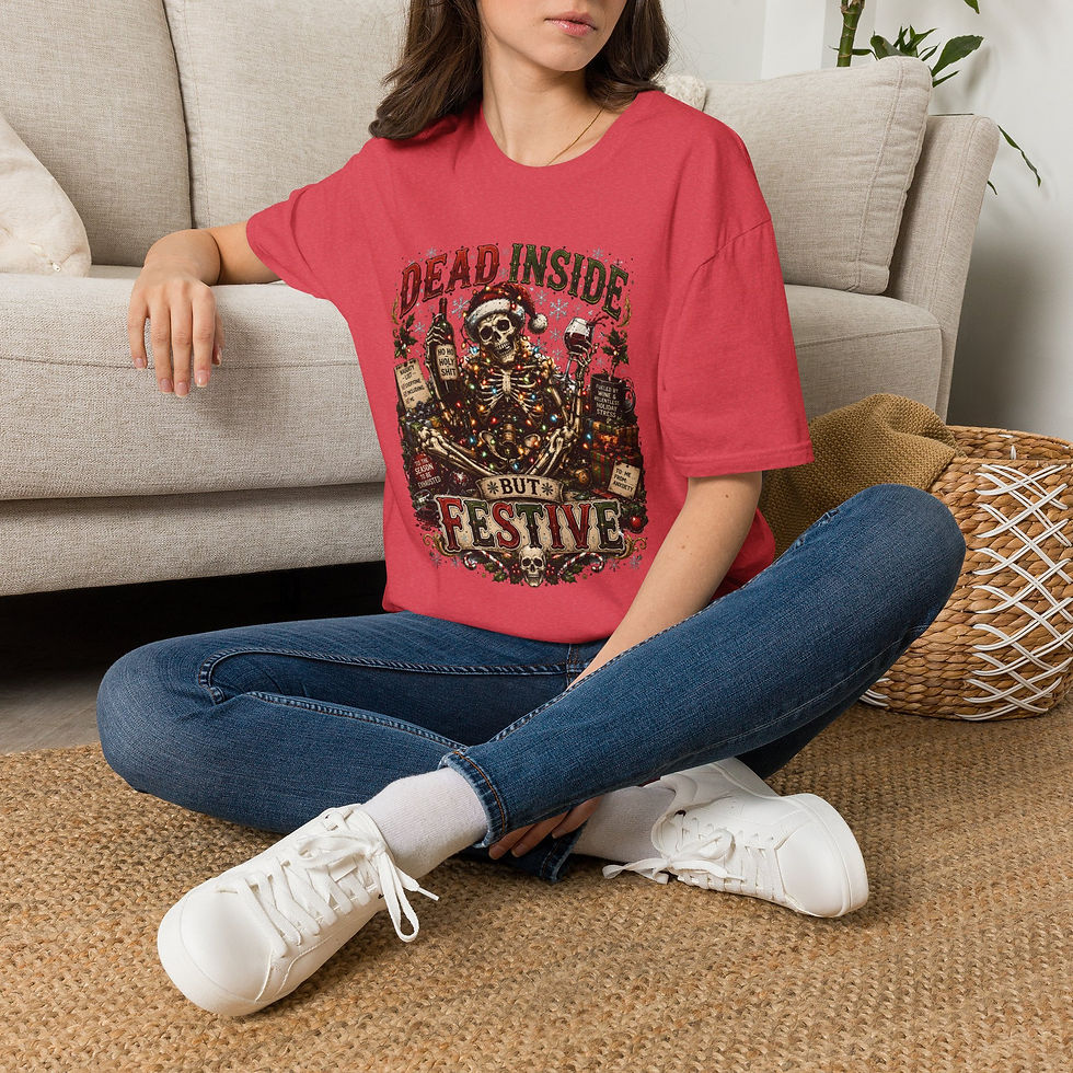Thumbnail: Dead Inside Christmas Skeleton Holiday, Dark Humor, Xmas Gift Men Women Tee