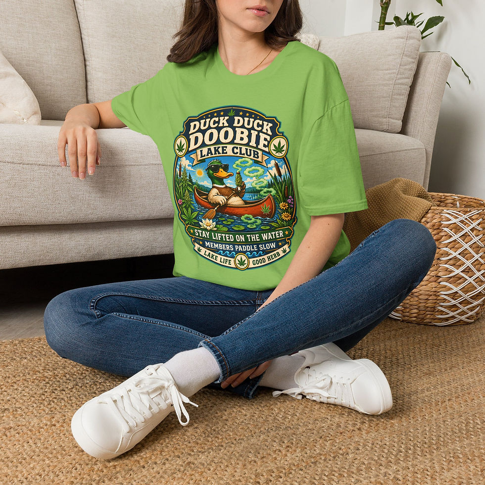 Thumbnail: Duck Duck Doobie Lake Club Funny Cannabis Duck Shirt, Weed Humor Lake Life Tee