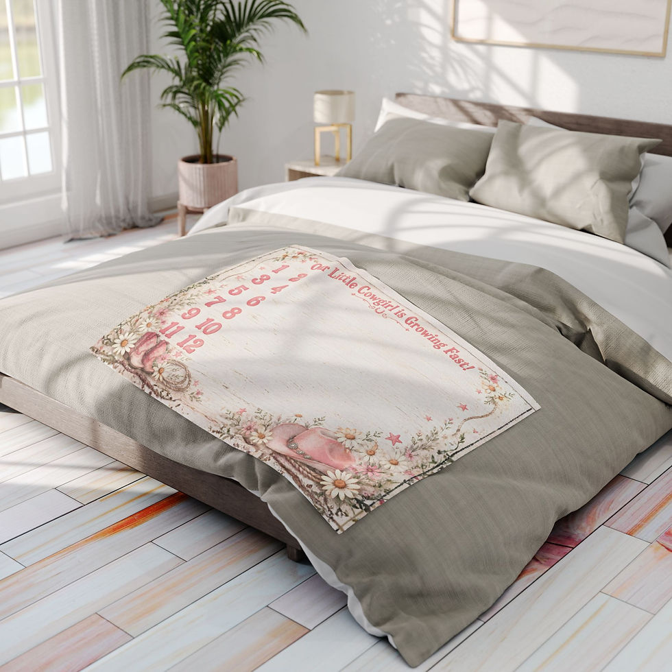 Thumbnail: Baby Milestone Blanket - "Our Little Cowgirl is Growing Fast!" Pink Western