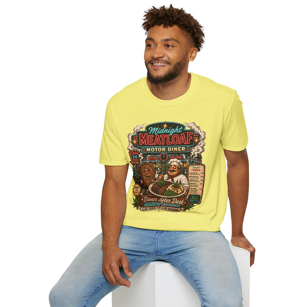 Thumbnail: Midnight Meatloaf Motor Diner Funny Weed Retro Diner Graphic T-Shirt