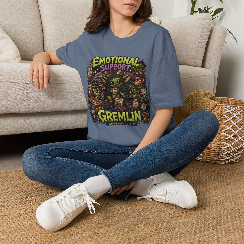Thumbnail: Emotional Support Gremlin, Funny Goblin Graphic Tee, Chaotic Meme Humor Shirt