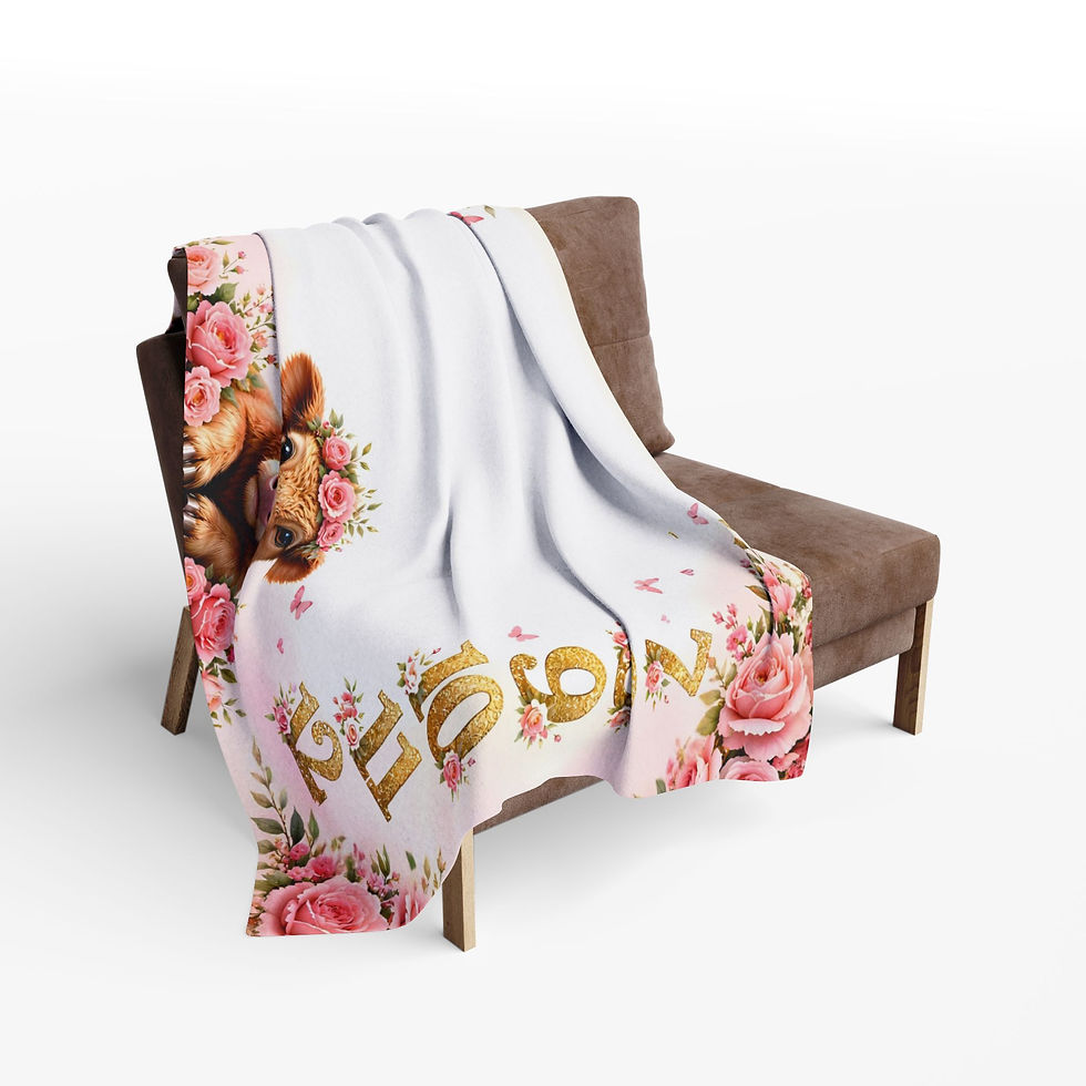 Thumbnail: Floral Cow Milestone Baby Blanket