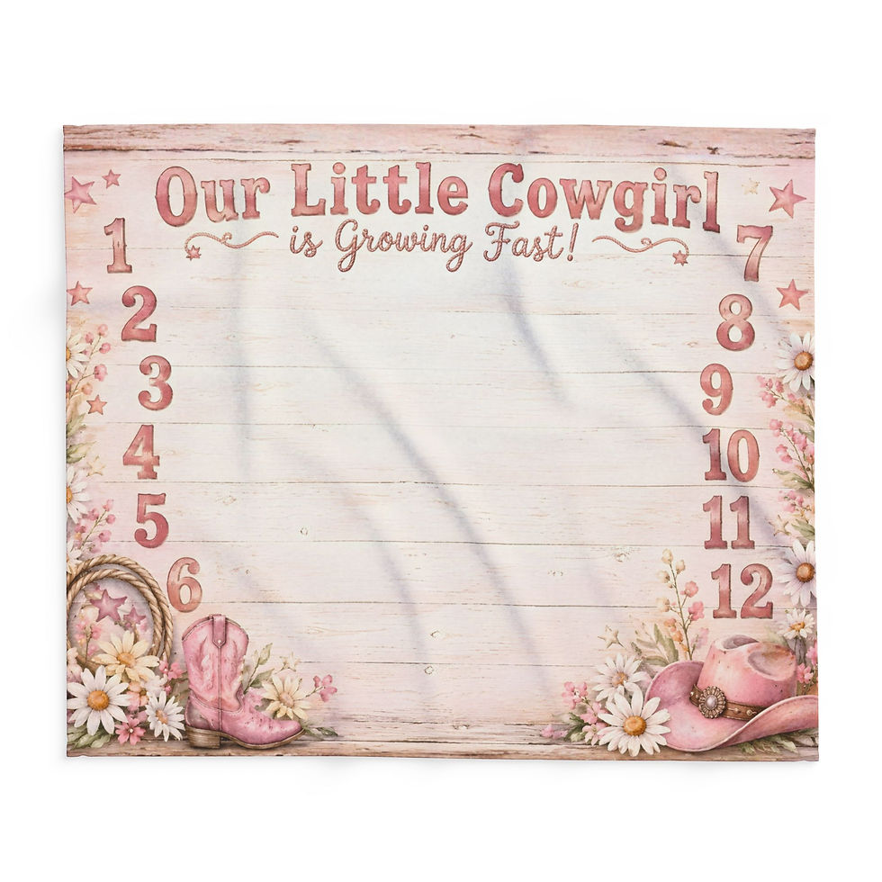 Thumbnail: Baby Milestone Fleece Blanket - Our Little Cowgirl is Growing fast