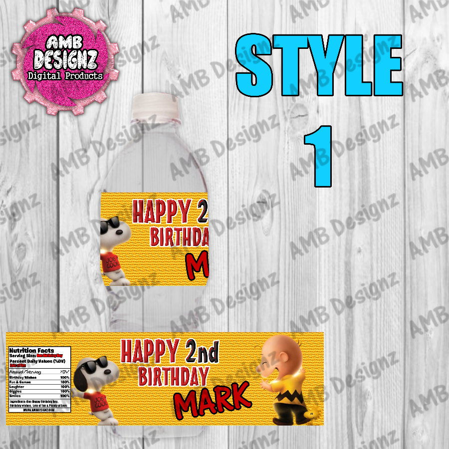 Thumbnail: Peanuts Charlie Brown Snoopy Water Bottle Wrap - Peanuts Party Supplies