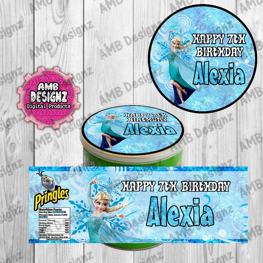 Thumbnail: Disney Frozen Pringles Can Labels - Disney Frozen Party Supplies