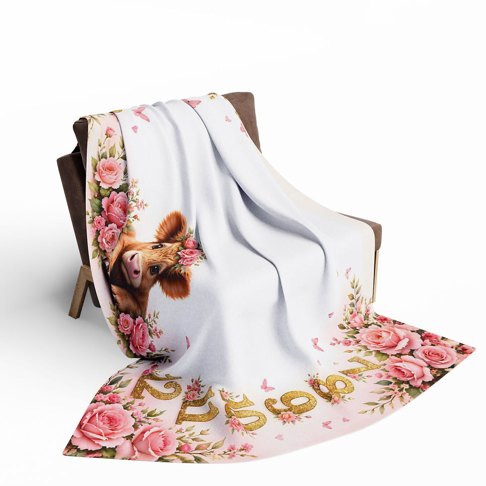 Thumbnail: Floral Cow Milestone Baby Blanket