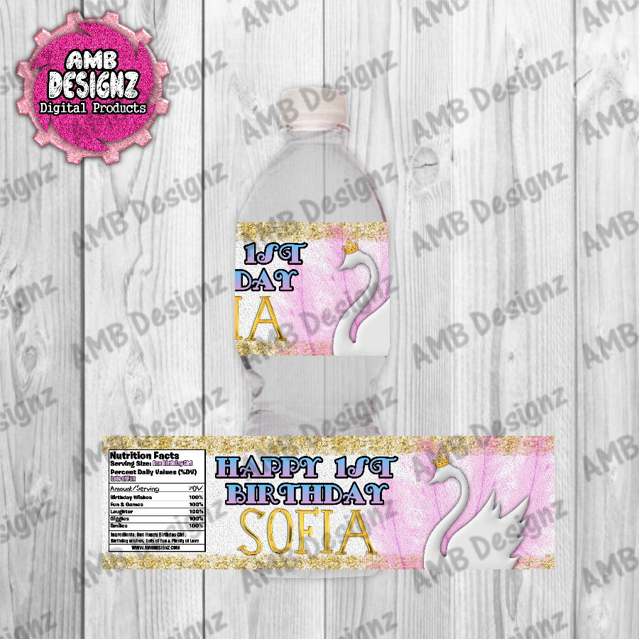 Thumbnail: Swan Water Bottle Wrap - Swan Party Supplies