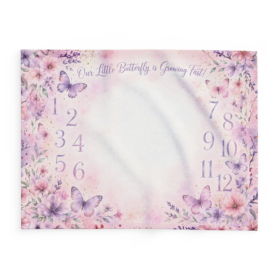 Thumbnail: Baby Milestone Blanket - Our Little Butterfly is Growing Fast Floral Photo Prop