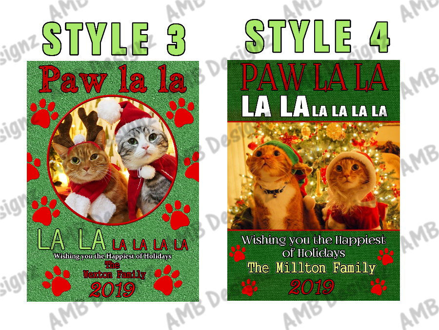Thumbnail: Paw La La Photo Christmas Greeting Card - Pet Photo Christmas card
