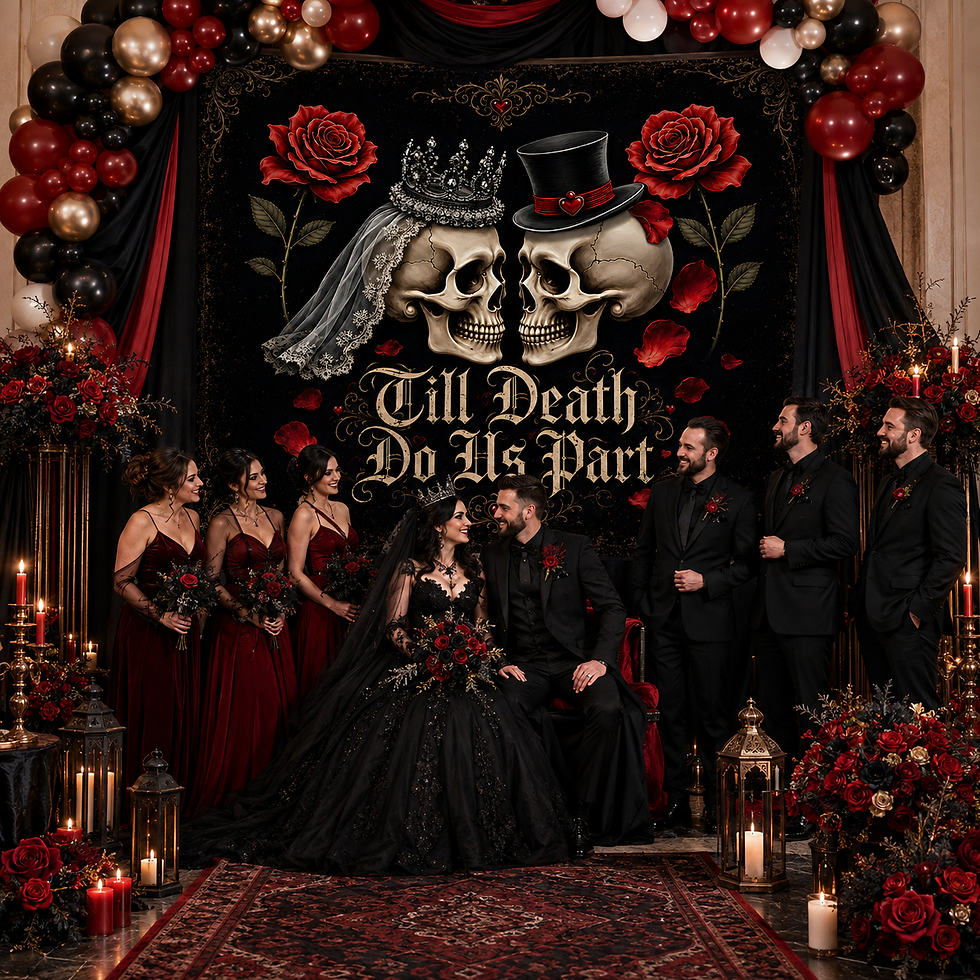Thumbnail: Till Death Do Us Part Wedding Backdrop | Showers, Weddings & Photo Shoot