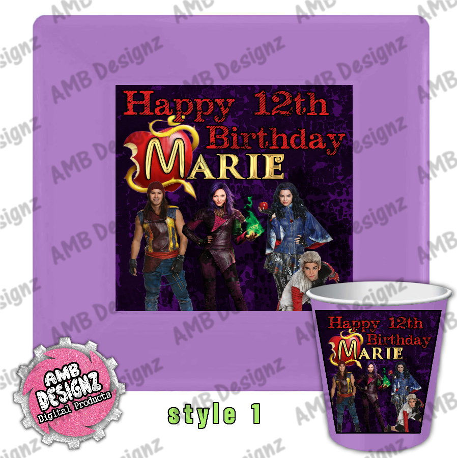 Thumbnail: Disney Descendants Party Plates - Disney Descendants Party Supplies