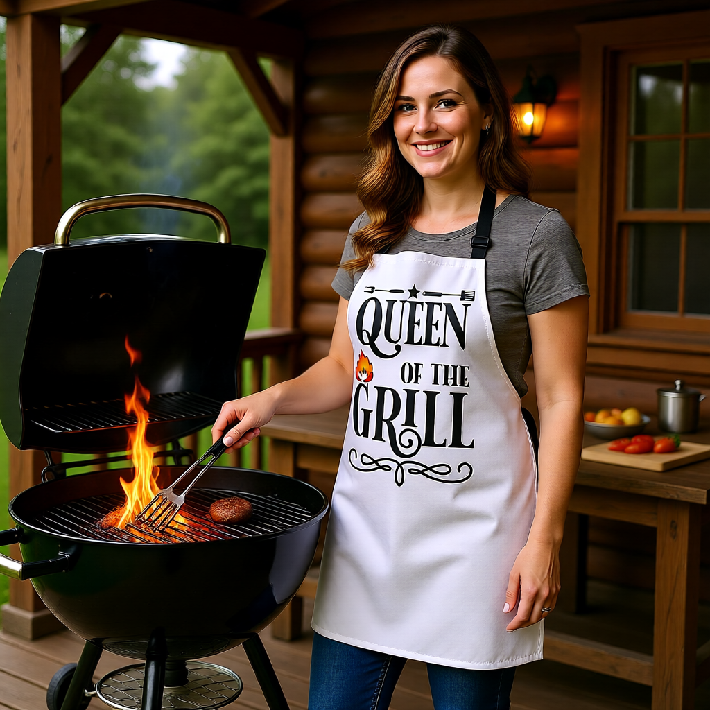 Queen of the Grill Apron — Funny BBQ Cooking Apron for Grillmasters
