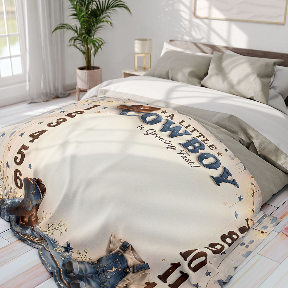 Thumbnail: Baby Milestone Fleece Blanket — "A Little Cowboy Is Growing Fast" Photo Prop