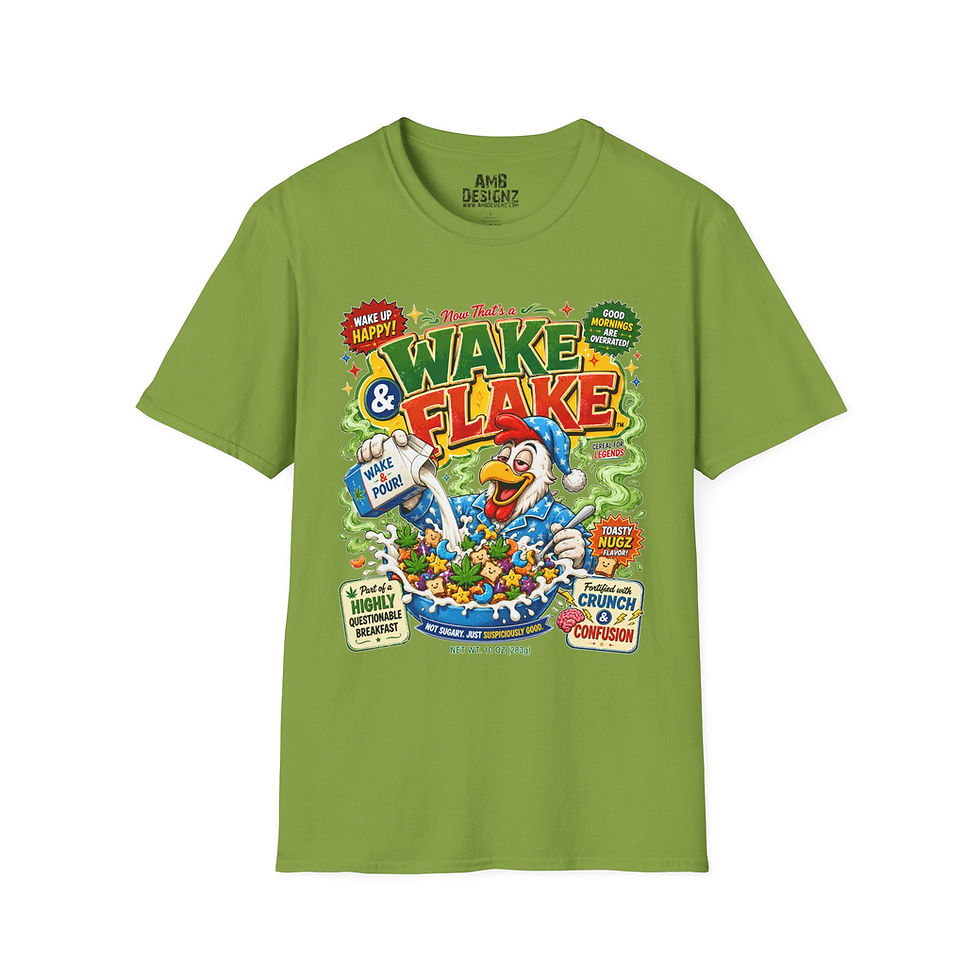 Thumbnail: Wake & Flake Funny Cannabis Breakfast Cereal Parody Graphic T-Shirt