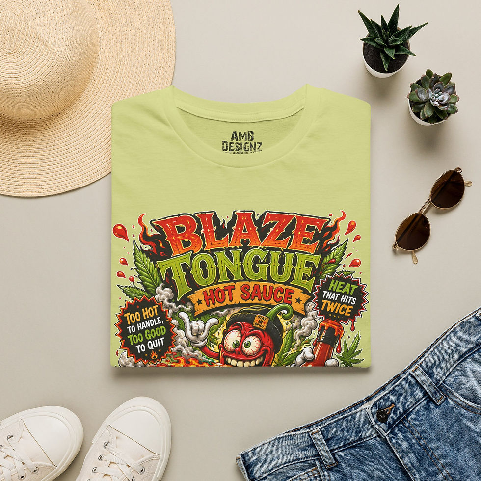 Thumbnail: Blaze Tongue Hot Sauce Funny Cannabis Spicy Food Parody Graphic T-Shirt