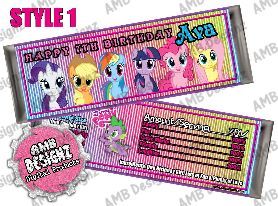 My Little Pony Hershey Bar Wrappers - My Little Pony Party Supplies