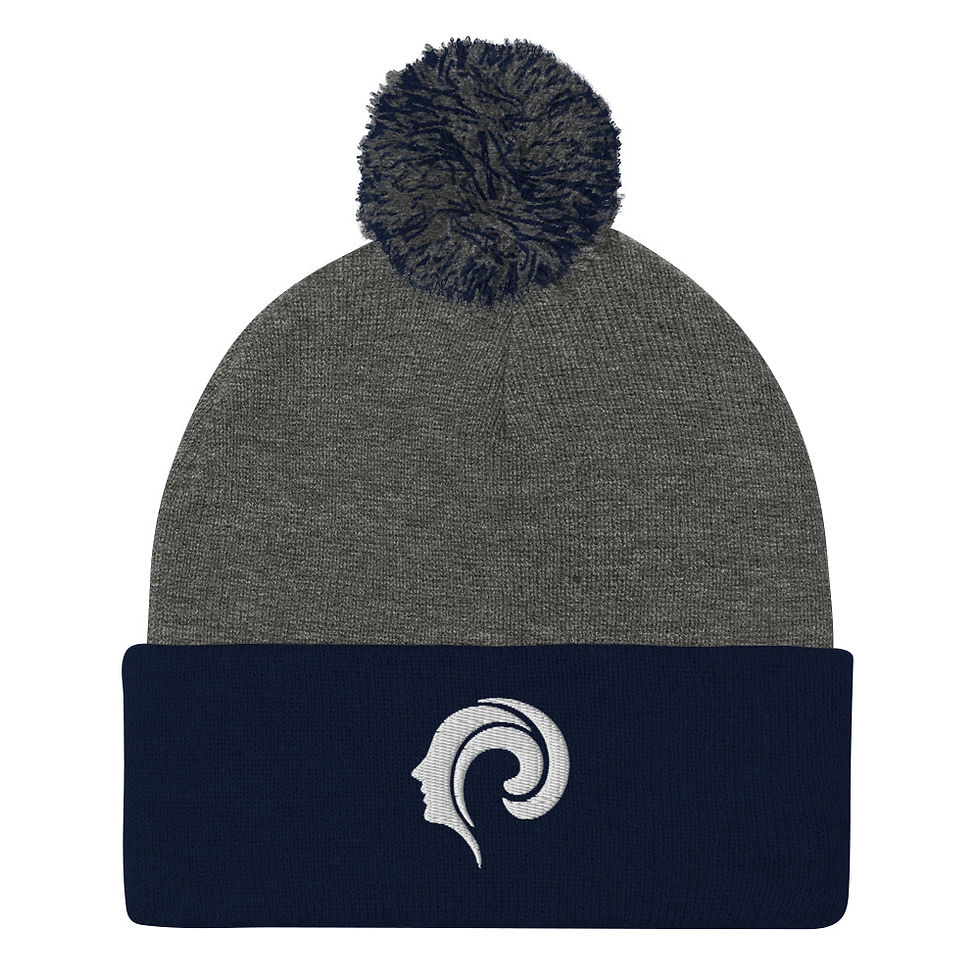Thumbnail: Pom-Pom Beanie with White Phoenix 3D