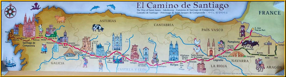 Carte itinéraire Camino de Santiago