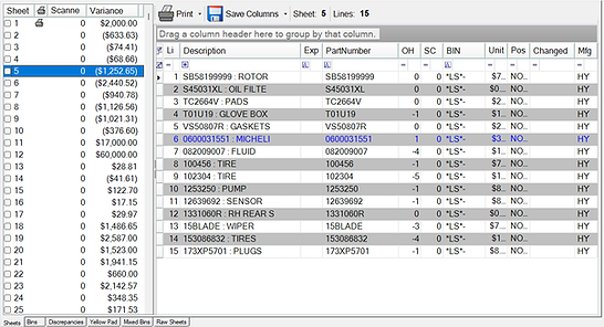 Ensure that the bins tabs do not have duplicate parts