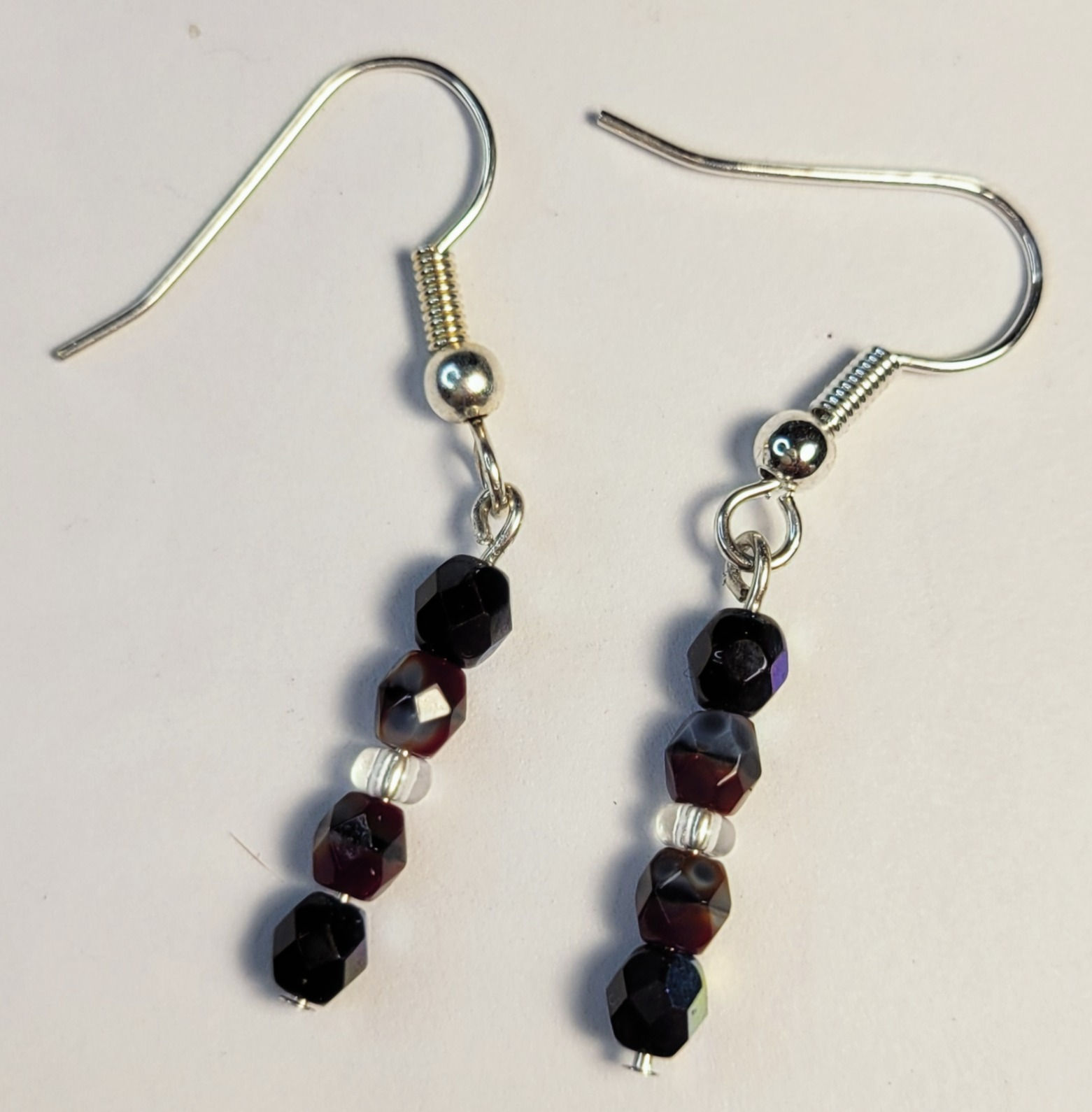 Earrings -  Blue Red Black Glass Beads