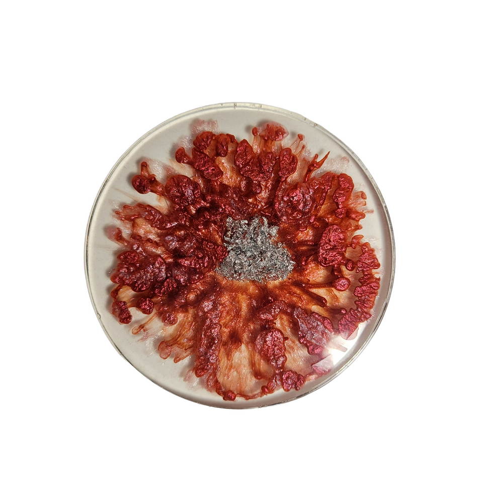 Thumbnail: Coaster - Resin Clear Pink Flower Bloom Silver Foil