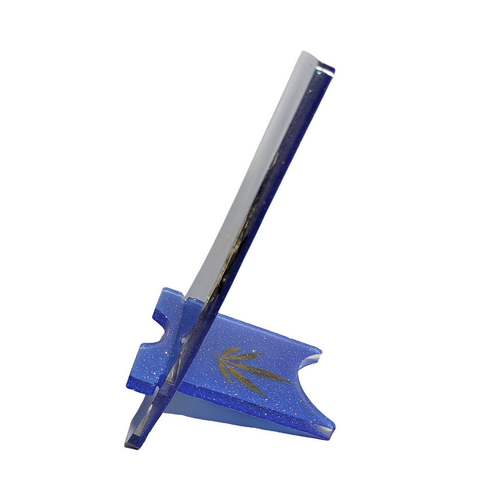 Thumbnail: Phone Holder - Resin Sapphire Blue Glitter Real Leaf