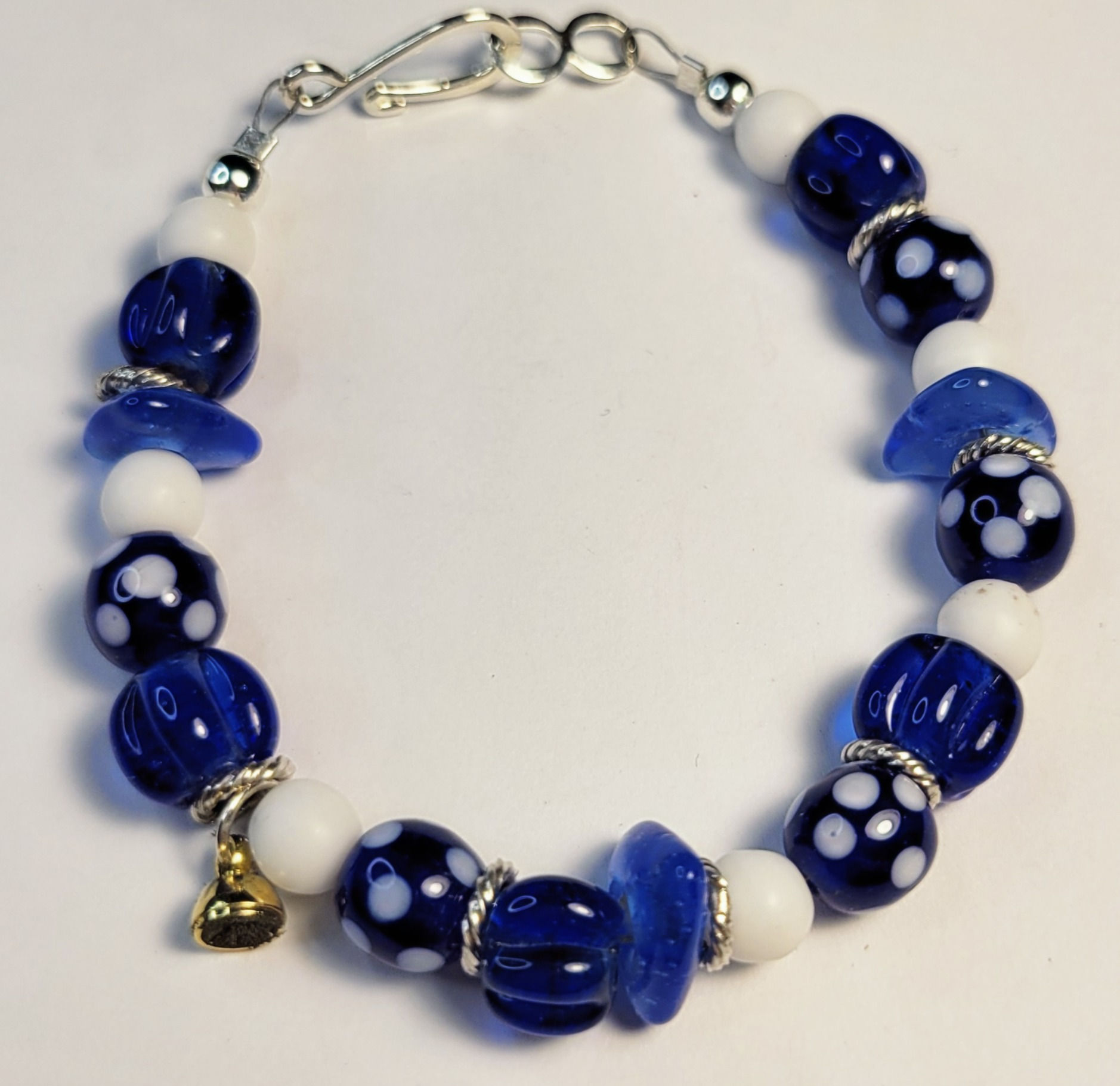 Silver Blue White Glass Beads