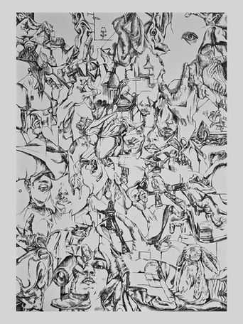 Untitled, pen on grey paper, A1, 2026