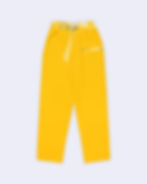 LEMON YELLOW PANTS with white drawstring and 'XX FORTUNE' text detail.