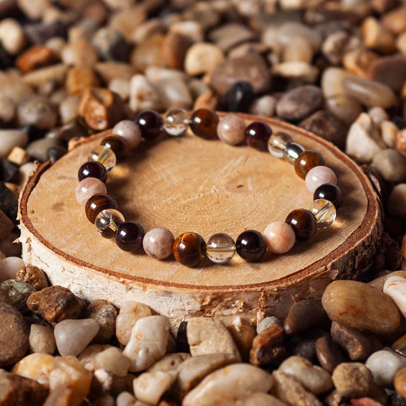 Miniature : Bracelet en Citrine, Grenat, Œil du tigre et Pierre du soleil