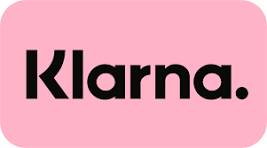 Pink rectangle with the word "Klarna." in bold black font centered. Simple and modern design.