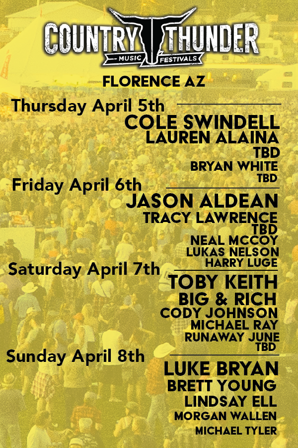 Country Thunder 2025 Lineup Arizona Caty Petunia