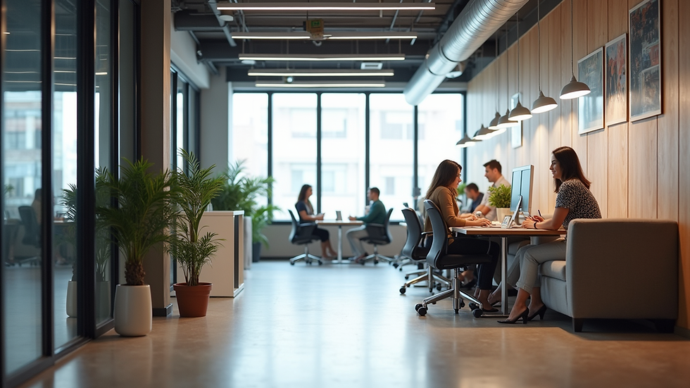 Eye-level view of modern office space inside a business incubator