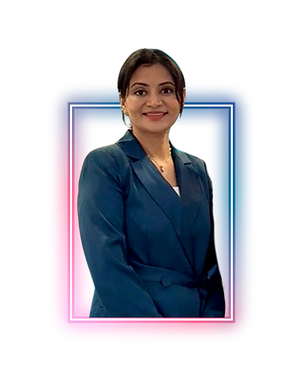 Smiling woman in blue blazer