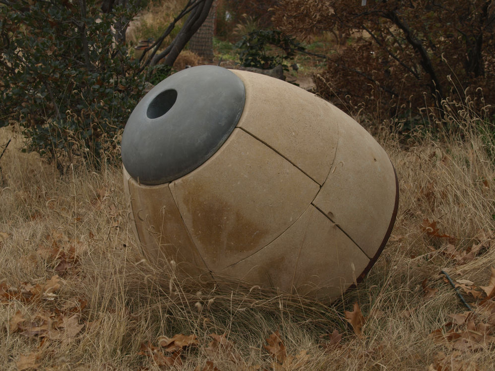 Crew #4, 2008, limestone, steel, galvanized steel, 33 x 33 x 36 inches