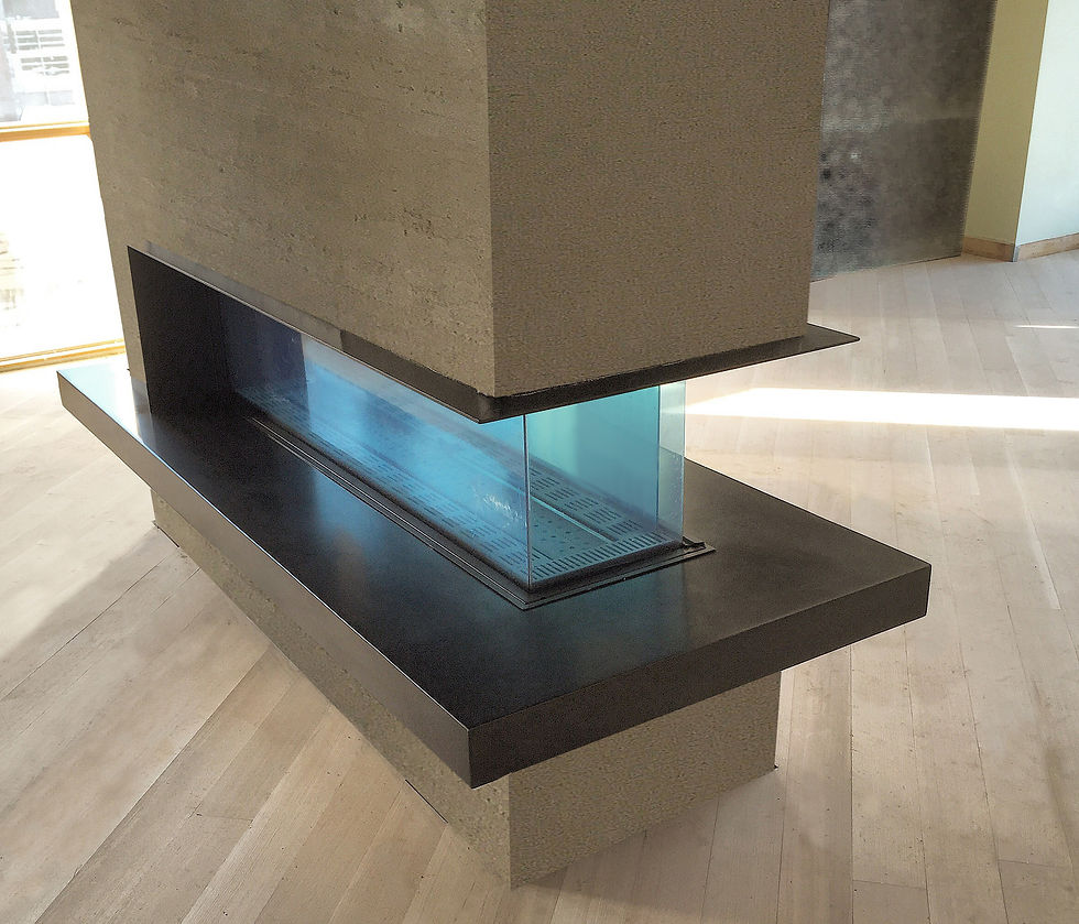 Blackened steel fireplace hearth