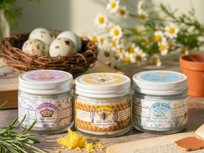 Whipped tallow balms in an easter setting