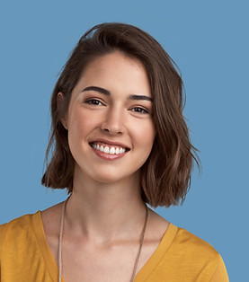 woman with a blue background