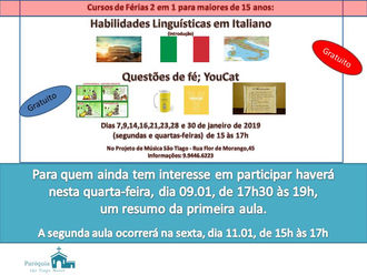 Curso 2 em 1 terá resumo nesta quarta-feira para quem ainda deseja participar.
